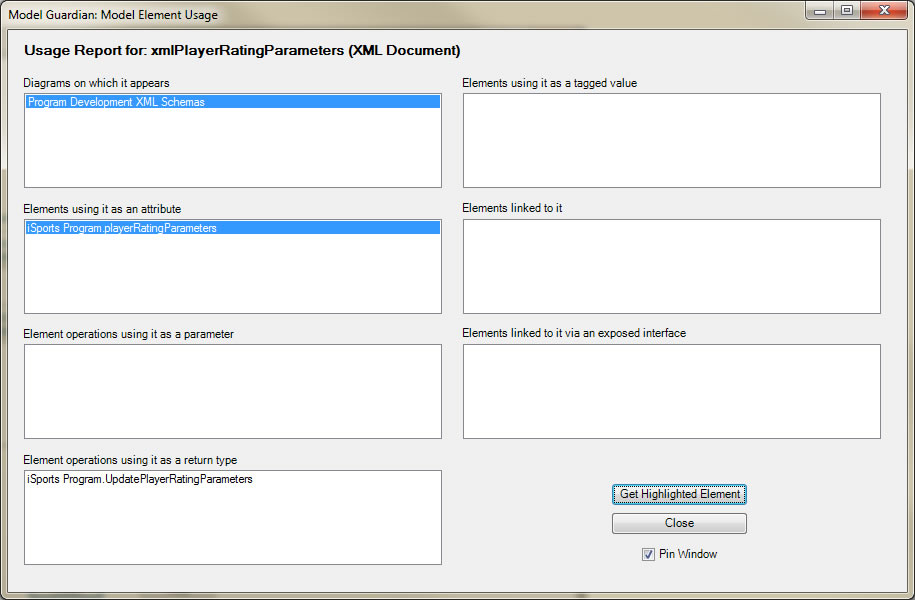 Model Element Usage 1